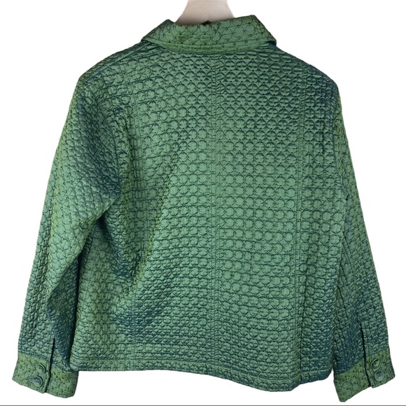 Chico’s Green Quilted Jacket Size 1 Medium US Sz 8 - Picture 5 of 11